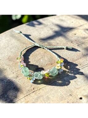 Green Aventurine Bracelet, Fairycore Gemstone Jewelry, Cottagecore Nature